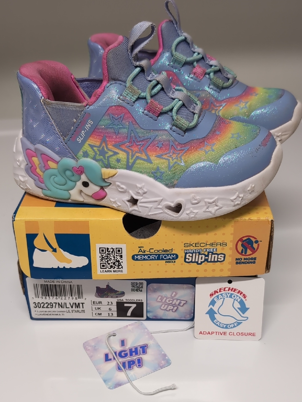 Sketchers Toddler Light Up Slip Ins Size 7 Blue